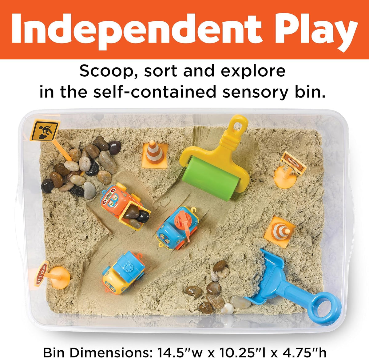 Creativity for Kids Sensory Bin: Construction Zone Playset - Preschool Learning Activities, Excavator Toys for Boys Ages 3-5+, Outdoor Toys and Gifts