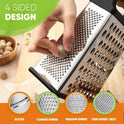 Spring Chef Professional Cheese Grater - Stainless Steel, XL Size, 4 Sides - Perfect Box Grater for Parmesan Cheese, Vegetables, Ginger - Dishwasher
