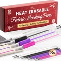 Lange & König Heat Erasable Fabric Marking Pens for Sewing - 4 Pens + 8 Refills - Sewing Supplies Quilting Supplies Sewing Accessories Embroidery