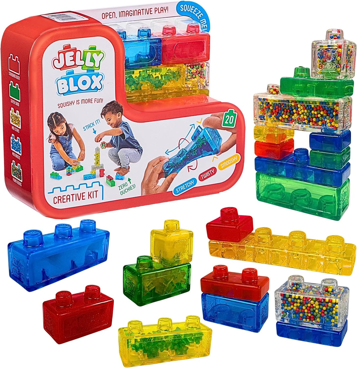 Goliath Jelly Blox Creative Kit | Includes 20 Blocks | Toddler & Preschool Building Blocks Kids Can Squeeze, Stretch, Squish | MESH ACCREDITED