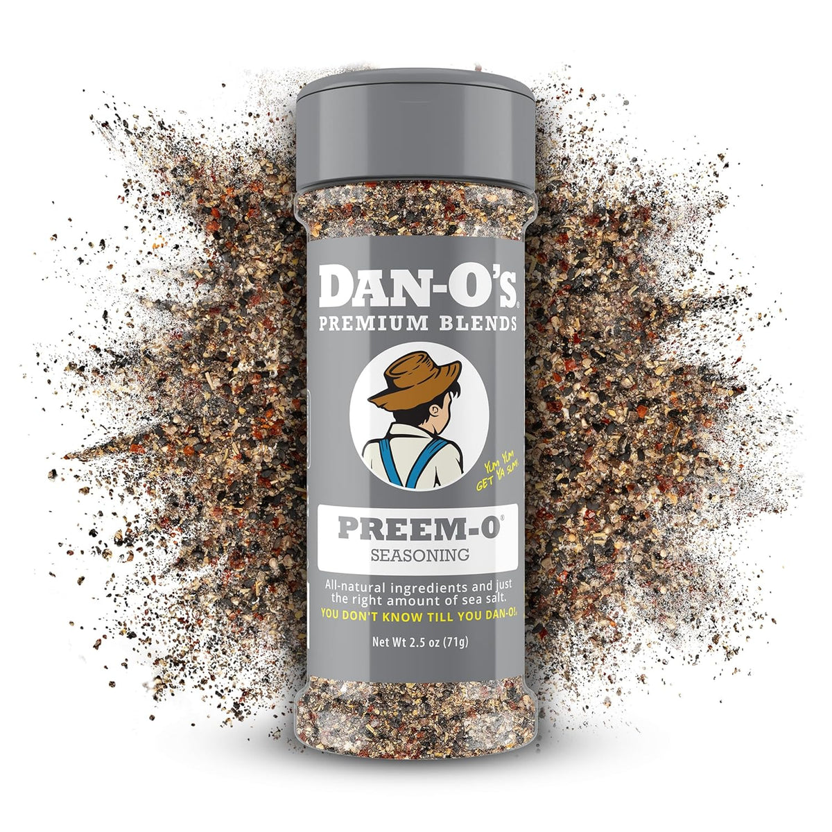 Dan-O's Preem-O Seasoning, 2.5 oz Bottle, Meat Seasoning for Steak, Ribs, Chicken, Brisket and More, Sugar Free, Zero Calorie, Use this Spice Blend