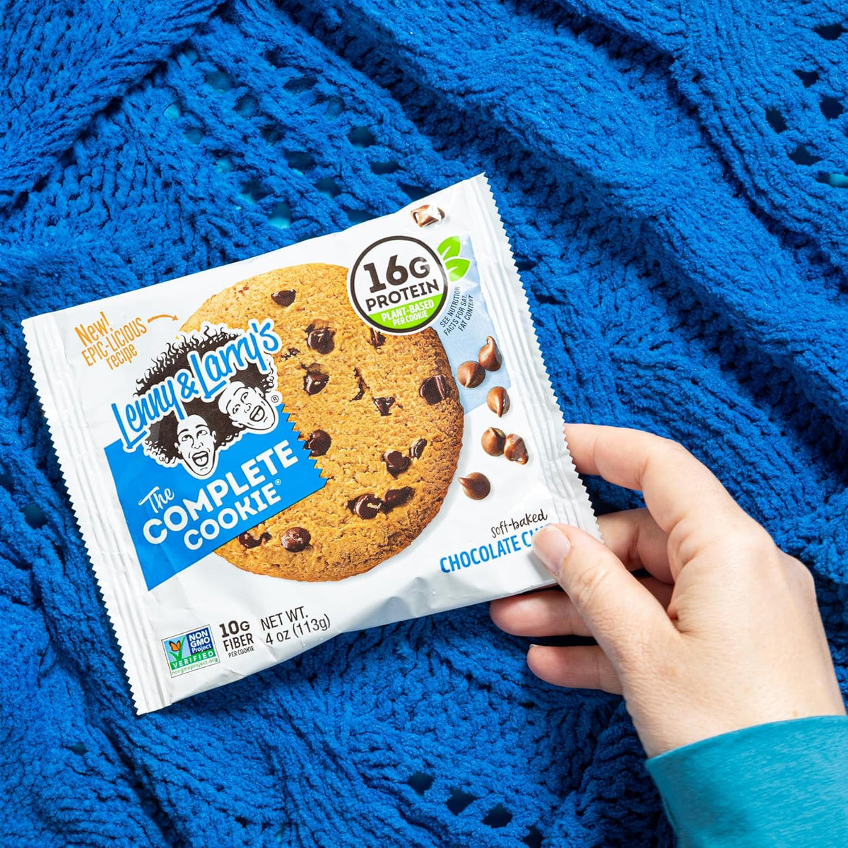 Lenny & Larry's Complete Protein Cookie, [Chocolate Chip], Chewy Soft Baked, 16g Plant Protein, Vegan, Non-GMO, High Fiber, 4 Ounce Cookie