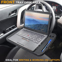 EcoNour 2 in 1 Car Steering Wheel Desk | Tray for Laptop Car Mount with Pen Holder | Desk Console for Car | Food Tray for Eating with Drinks Holder