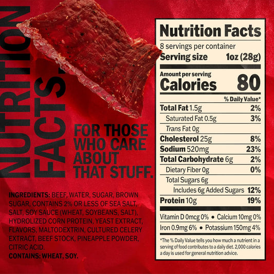 Jack Link's Beef Jerky, Original, Half Pounder Large Jerky Bag - Flavorful Meat Snack, Ready to Eat Protein Snacks with 10g of Protein per Serving