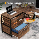Tribesigns L-Shaped Computer Desk with 3 Drawers, Reversible Corner Home Office Desk with Shelves, 53-Inch Industrial PC Desk Study Writing Table