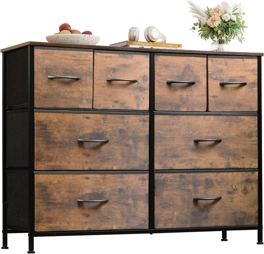 WLIVE Dresser for Bedroom with 8 Drawers, Wide Fabric Dresser for Storage and Organization, Bedroom Dressers, Chest of Drawers for Living Room