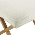 Small Ottoman Foot Rest, Mid-Century Modern X Square Polyester Foot Stool, Linen, Ivory White, 18"D x 19.8"W x 18.3"H