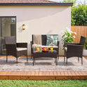 Homall 4 Pieces Outdoor Patio Furniture Sets Rattan Chair Wicker Set,Outdoor Indoor Use Backyard Porch Garden Poolside Balcony Furniture (Brown and