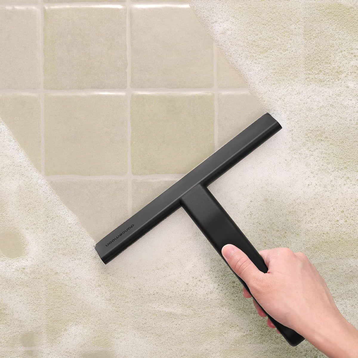 dancemoon JustHang Shower Squeegee for Glass Doors, All-One-Piece Silicone with Built-in Hook Design for Easy Hanging, Household Window Mirror