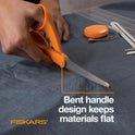 Fiskars 8" Original Orange-Handled Stainless Steel Scissors, Ergonomic and Keeps Material Flat, Sharp All-Purpose Paper and Fabric Scissors for