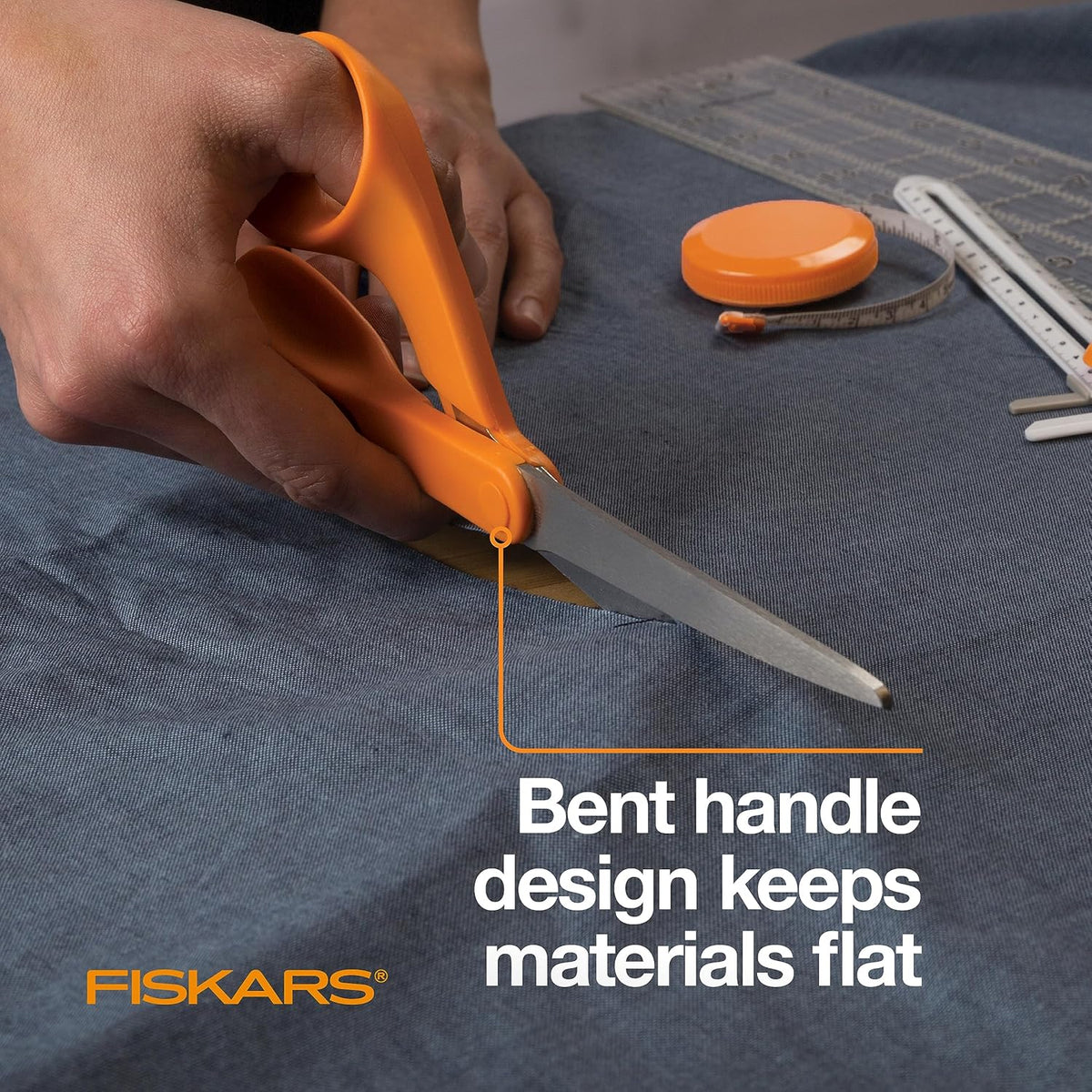 Fiskars 8" Original Orange-Handled Stainless Steel Scissors, Ergonomic and Keeps Material Flat, Sharp All-Purpose Paper and Fabric Scissors for