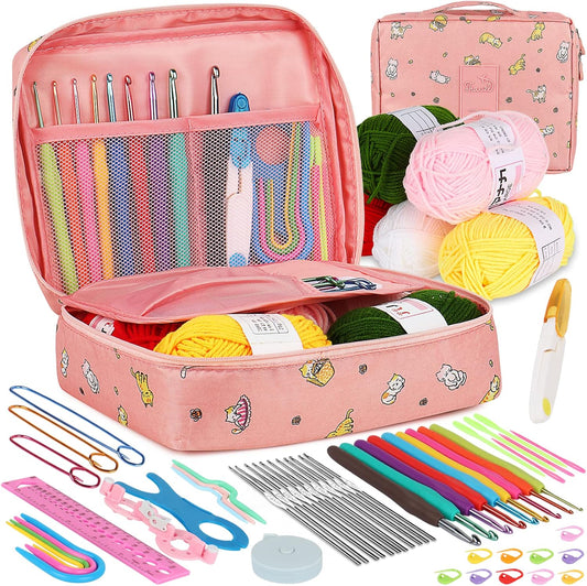Aeelike Crochet Kit for Beginners Adults, Crochet Kits Include Yarn, 59pcs Crochet Starter Kit for Beginners Kids,Ergonomic Crochet Hooks 2.0-6.0 mm