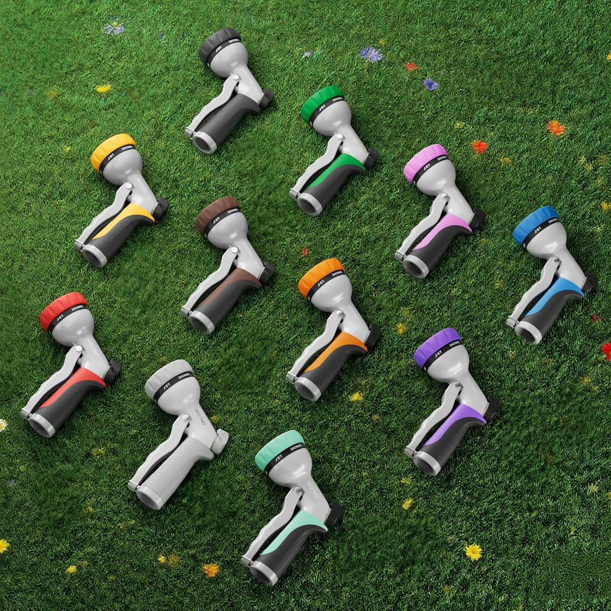 RESTMO Garden Hose Nozzle, Heavy Duty Metal Water Hose Nozzle with 7 Adjustable Spray Patterns, High Pressure Hand Sprayer with Flow Control for