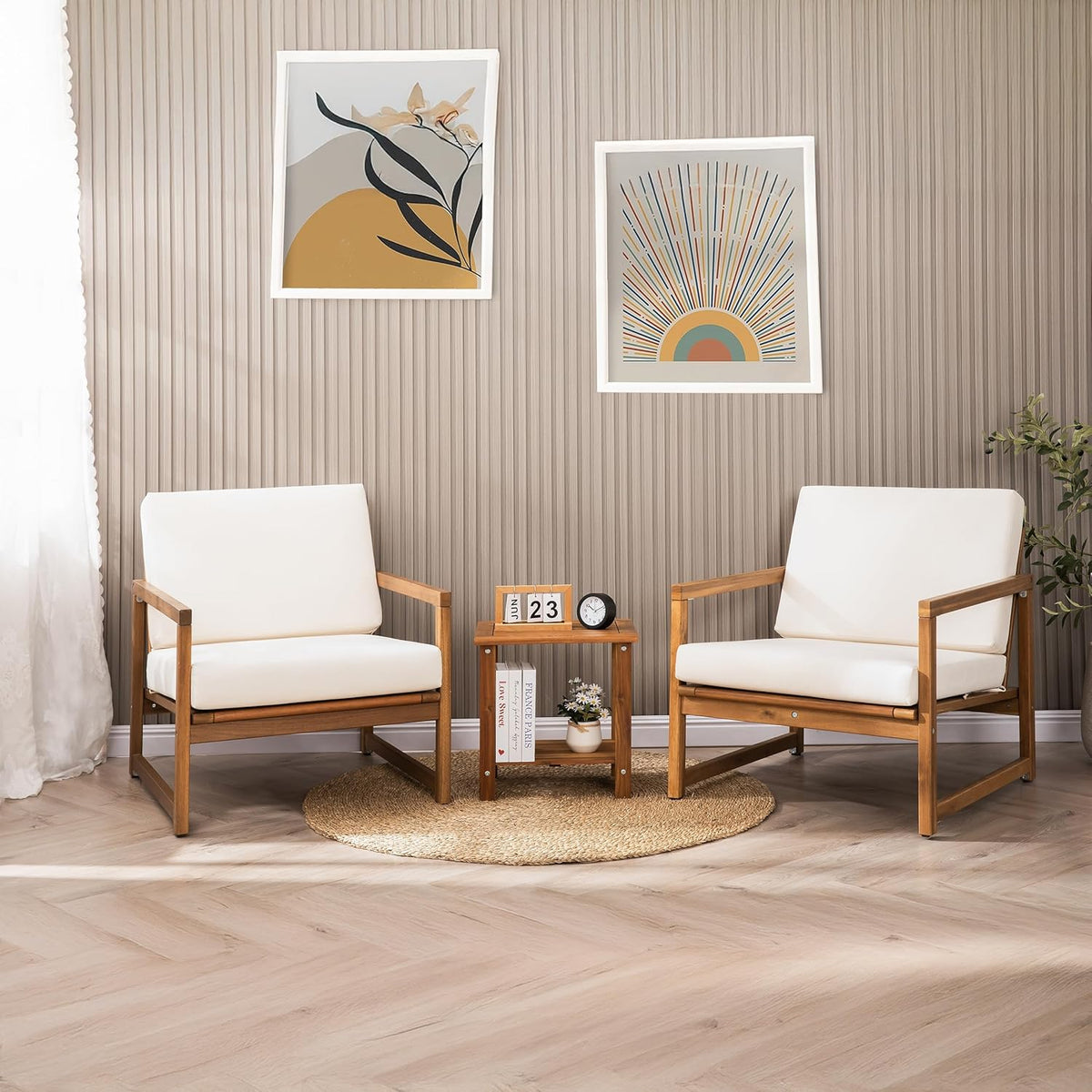 Double Adirondack Side Table, Weather-Resistant Rectangular End Table for Patio, Garden, Lawn, and Living Room. Ideal as a Stylish Indoor and Outdoor