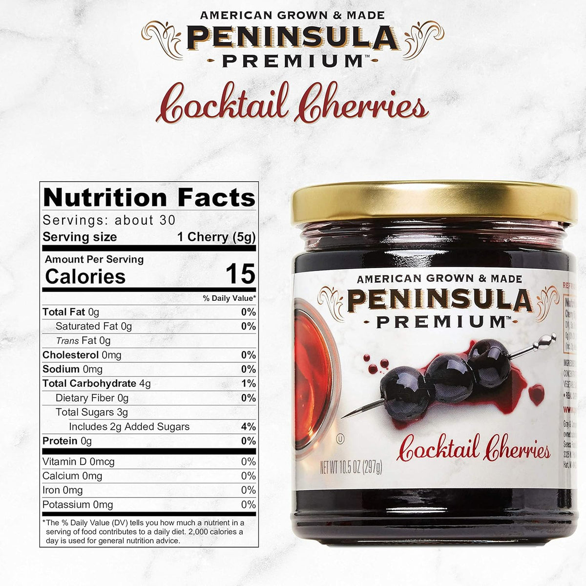 Peninsula Premium Cocktail Cherries | Award Winning | Deep Burgundy-Red | Silky Smooth, Rich Syrup | Luxe Fruit Forward, Sweet-Tart Flavor | Gourmet
