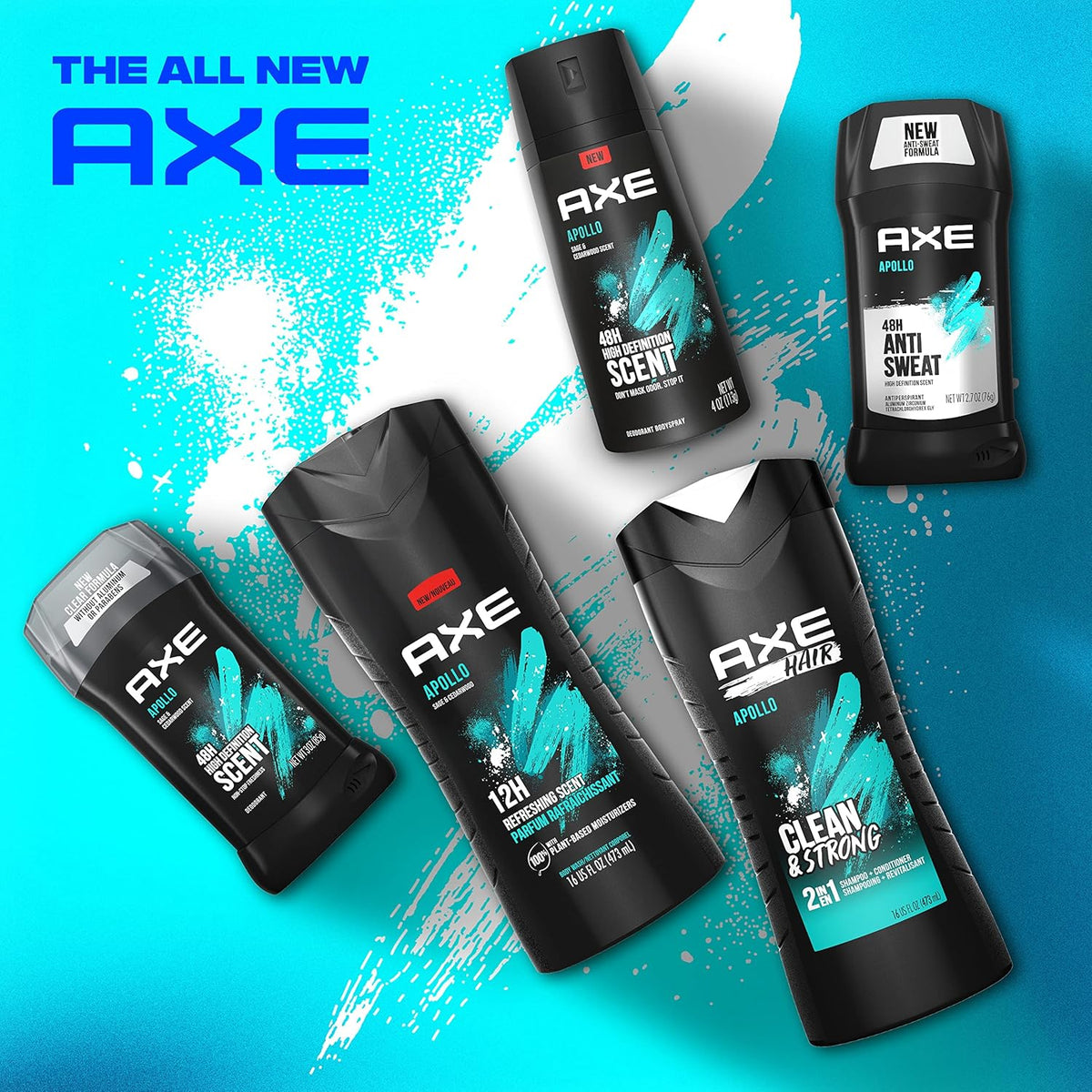AXE Apollo Body Spray Deodorant for Long-Lasting Odor Protection, Sage & Cedarwood Deodorant for Men Formulated Without Aluminum 4 Ounce (Pack of 4)