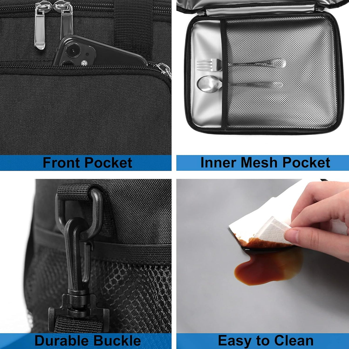Femuar Reusable Lunch Box for Men/Women - Insulated Lunch Bag Leakproof Lunchbox for Work Office Picnic Beach - Freezable Lunch Cooler Bag