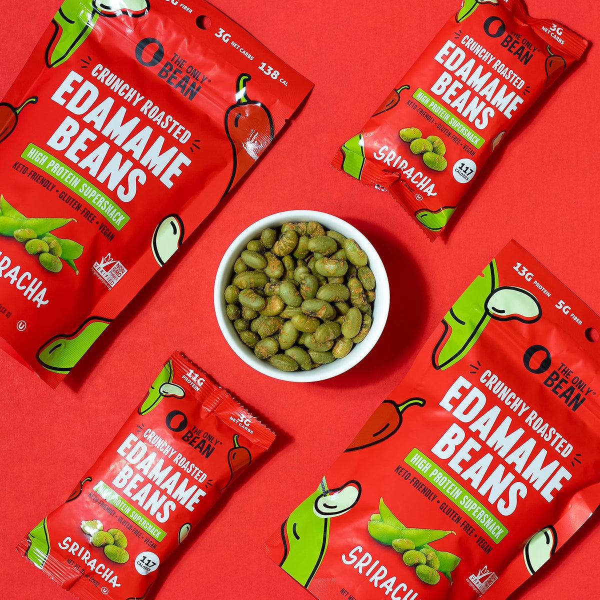 The Only Bean Crunchy Roasted Edamame - Healthy Snacks for Adults and Kids (Variety Pack), Low Carb Keto Snack Food, Vegan Gluten Free High Protein