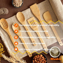 Riveira Bamboo Cooking Spoons 6-Piece – Wooden Cooking Utensils Set with Wooden Spoons for Cooking & Spatulas Wooden Utensil Sets – Premium Kitchen