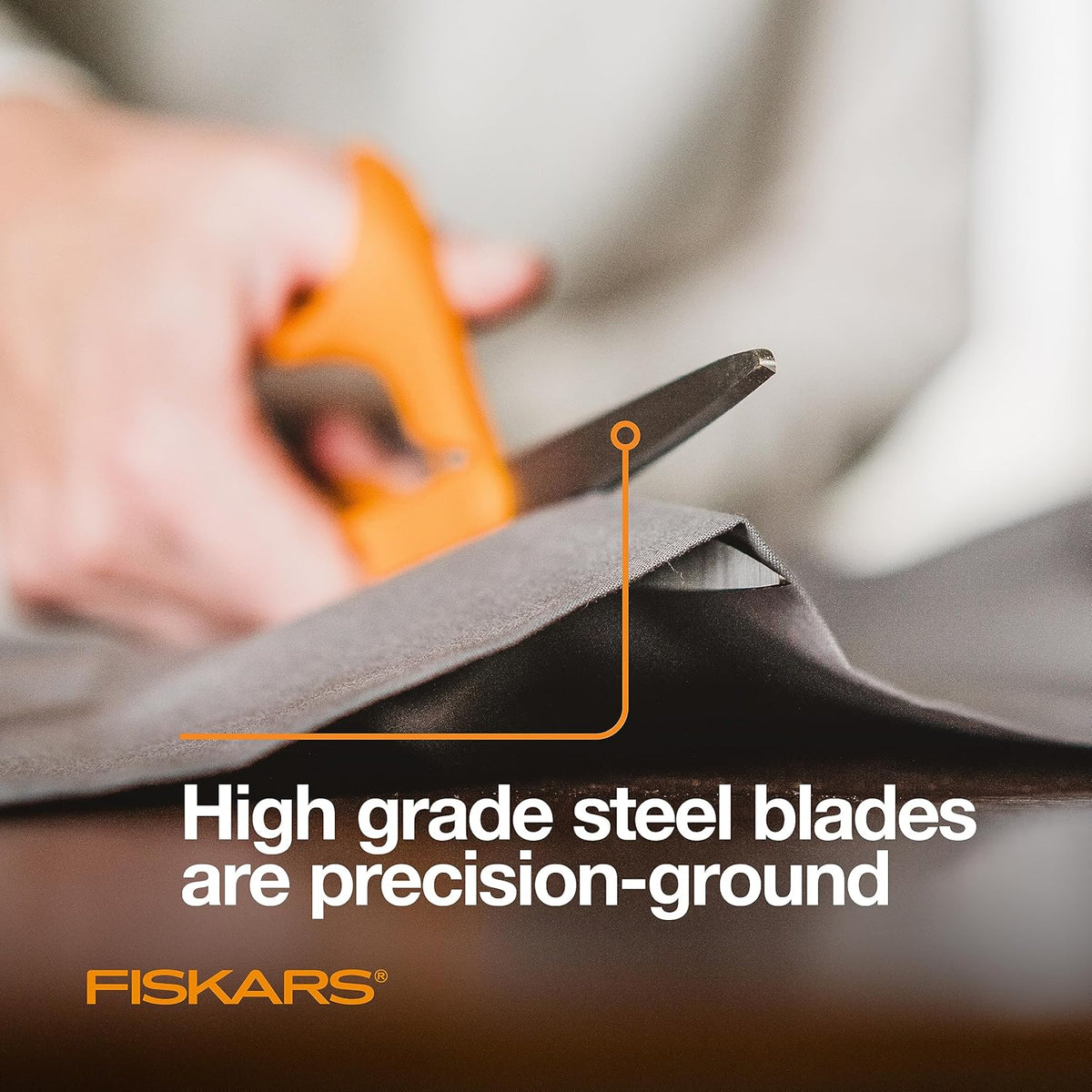 Fiskars 8" Original Orange-Handled Stainless Steel Scissors, Ergonomic and Keeps Material Flat, Sharp All-Purpose Paper and Fabric Scissors for