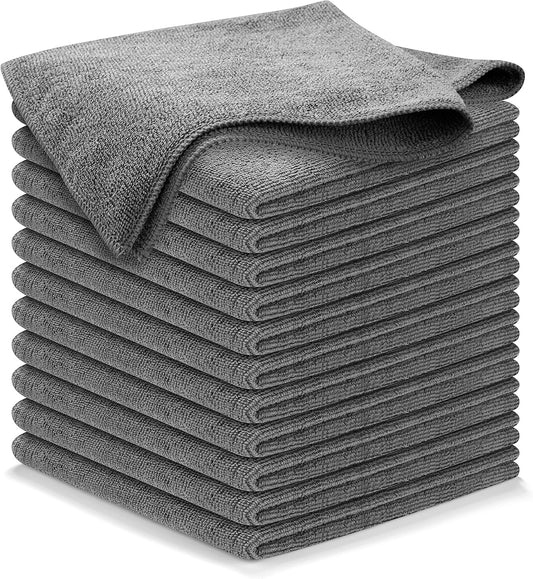 USANOOKS Microfiber Cleaning Cloth Grey - 12 Pcs (12.5"x12.5") - High Performance - 1200 Washes, Ultra Absorbent Microfiber Towel Weave Grime
