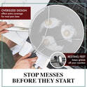 BergKoch Splatter Screen for Frying Pan - 13 Inch Stainless Steel Grease Splatter Guard - Cover Oil Splash when Sizzling Bacon, Cooking Fried Chicken