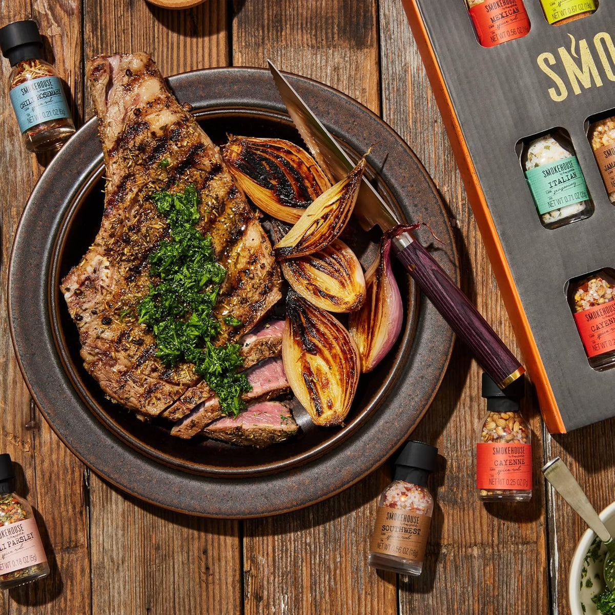 Smokehouse by Thoughtfully Ultimate Grilling Spice Set, Grill Seasoning Gift Set Flavors Include Chili Garlic, Rosemary and Herb, Lime Chipotle