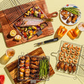 SHIZZO Grill Basket Set, Barbecue BBQ Grilling, Stainless Steel Folding Portable Outdoor Camping Rack for Fish, Shrimp, Vegetables, Cooking