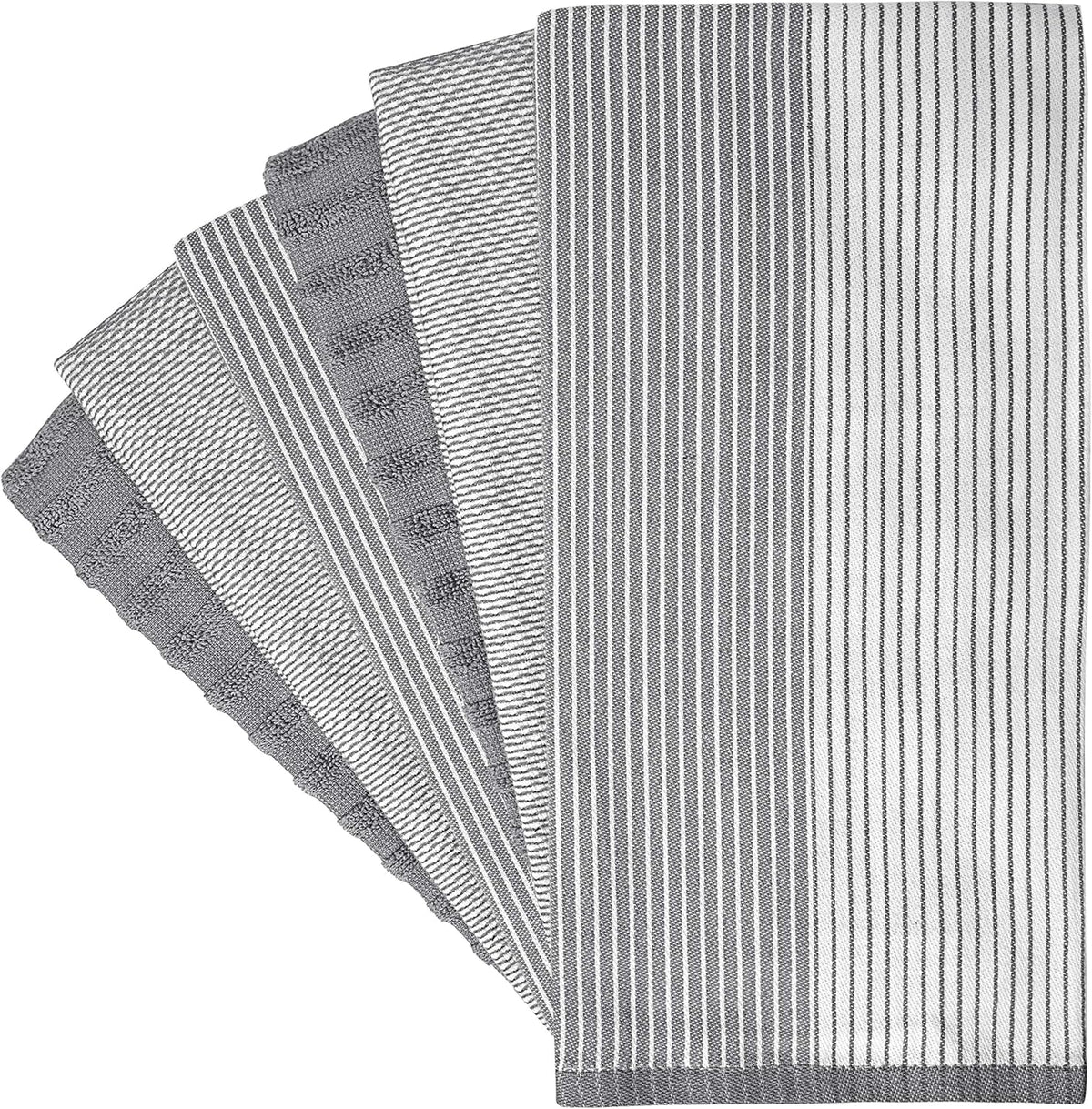 Premium Kitchen Towels (20”x 28”, 6 Pack) | Large Cotton Kitchen Hand Towel | Flat & Terry Dish Cloths | Highly Absorbent Tea Towels Set with Hanging
