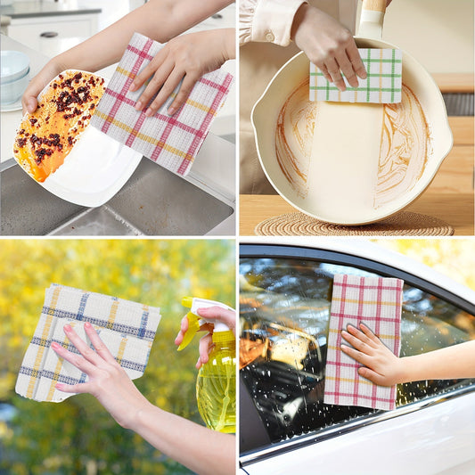 Patelai 12 Pcs Kitchen Dish Cloths for Washing Dishes Absorbent Dish Rags Cleaning Reusable Towels for Scrubbing Wipe Glass Xmas Home Household